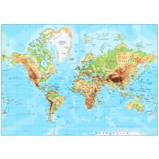  Öntapadós tapéta Fizikai világtérkép, 350 x 200 cm tapéta, díszléc és más dekoráció