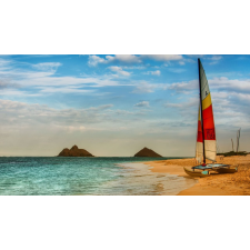  Öntapadós tapéta Katamarán a tengerparton, 200 x 150 cm tapéta, díszléc és más dekoráció