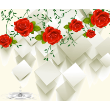  Öntapadós tapéta Piros és négyzet alakú rózsák, 300 x 200 cm tapéta, díszléc és más dekoráció