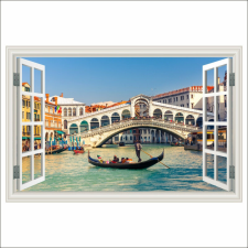  Öntapadós tapéta Rialto Bridge ablak, Velence, gondola, 250 x 170 cm tapéta, díszléc és más dekoráció