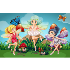  Öntapadós tapéta Tündérek, pillangók, gyerekrajzok, 250 x 150 cm tapéta, díszléc és más dekoráció