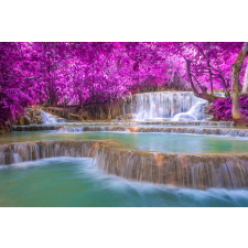  Öntapadós tapéta Vízesés, rózsaszín erdő, Laosz, 350 x 200 cm tapéta, díszléc és más dekoráció