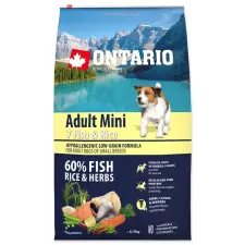  ONTARIO száraztáp felnőtt, kistestű kutyáknak hallal és rizzsel 6,5kg jutalomfalat kutyáknak