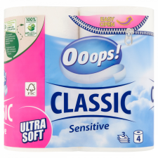  Ooops! Classic Sensitive toalettpapír 3 rétegű 4 tekercs higiéniai papíráru