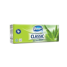 Ooops Papír zsebkendő, 3 rétegű, 10x10 db, OOOPS "Classic", aloe vera higiéniai papíráru