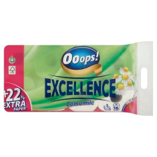 Ooops Toalettpapír, 3 rétegű, kistekercses, 16 tekercs, OOOPS &quot;Excellence&quot;, kamilla higiéniai papíráru
