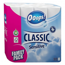 Ooops! Toalettpapír OOOPS! Classic Sensitive 3 rétegű 32 tekercs higiéniai papíráru
