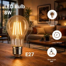 Optonica 1310 LED fényforrás A60 8W 810LM E27 220-240V 6000K FILAMENT izzó