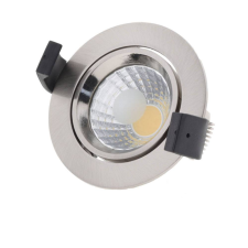 Optonica LED spotlámpa, 8W, COB, kerek, billenthető, inox, meleg fehér fény világítás