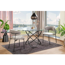  Orbit Kerek Üveg Étkezőasztal Fekete Vázzal bútor