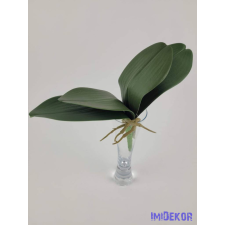  Orchidea 4 ágú élethű levél gyökérrel 23 cm dekorációs kellék