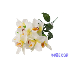  Orchidea 7 ágú selyemvirág csokor 45 cm - Fehér dekorációs kellék