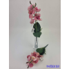  Orchidea gumis levéllel 32cm - Cirmos rózsaszín
