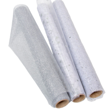  Organza tekercs ezüst mintás 35x200cm dekorációs kellék