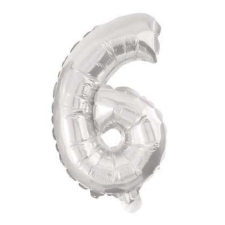 Óriás 6-os Silver szám Fólia lufi 85 cm party kellék