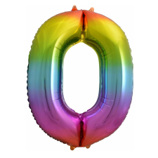  Óriás szám fólia lufi – 0 – Szivárvány party kellék