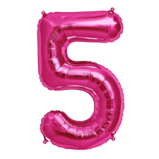 Óriás szám fólia lufi – 5 – Rózsaszín - Pink party kellék