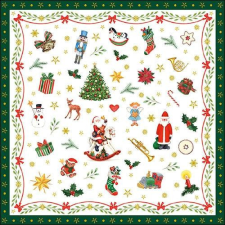 Ornaments All Over green papírszalvéta 33x33cm, 20db-os papírárú, csomagoló és tárolóeszköz