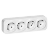 ORNO Földelt dugalj (2P+F), 4-es, falon kívüli, (16A/230V), IP20, fehér