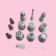  Orosz díszítőcső készlet, fánktöltővel, 13 részes sütés és főzés