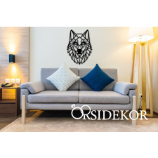 OrsiDekor Geometrikus farkaskutya falikép fából grafika, keretezett kép
