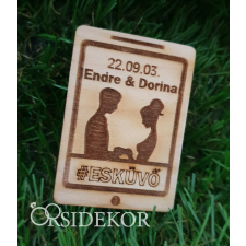 OrsiDekor Köszönetajándék esküvői hűtőmágnes fából hűtőmágnes