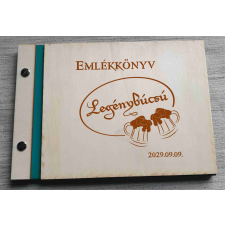 OrsiDekor Legénybúcsú emlékkönyv, gravírozott fa borítású dekorációs kellék