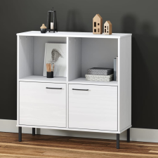 OSLO fehér tömör fa könyvszekrény fém lábakkal 90x35x90,5 cm bútor