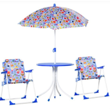 Osoam Gyerek asztal szétnyitható székekkel és napernyővel kék kerti bútor 3-5 éveseknek kerti bútor