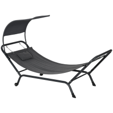 Osoam Napozóágy napellenzővel és párnával időjárásálló 240x92x148 cm sötétszürke kerti bútor