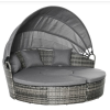 Osoam Polirattan luxus kanapészett napellenzővel 175x180x155 cm napozósziget szürke