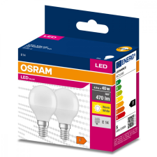 Osram 2db LED izzó E14 P45 4.9W = 40W 470lm 3000K 200° OSRAM izzó