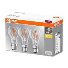 Osram 3PAK LED izzó B22d A60 7W = 60W 806lm 2700K 360° izzószál OSRAM izzó