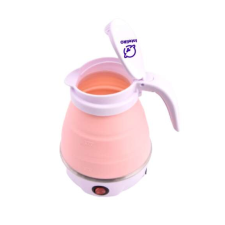 Összecsukható elektromos bögre, vízforraló, 600ml, utazó, 600W, rozsdamentes, szilikon, rózsaszín vízforraló és teáskanna
