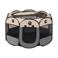  Összecsukható és hordozható kisállat kennel 114x114x60cm - Szürke szállítóbox, fekhely kutyáknak