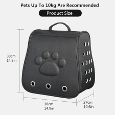  Összecsukható kisállat hátizsák mancs mintával - 10kg-ig - Fekete szállítóbox, fekhely kutyáknak