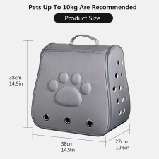  Összecsukható kisállat hátizsák mancs mintával - 10kg-ig - Szürke szállítóbox, fekhely kutyáknak