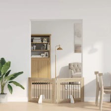  Összecsukható kutyakerítés állványokkal 2 pcs Sonoma Tölgy szállítóbox, fekhely kutyáknak