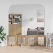  Összecsukható kutyakerítés állványokkal 4 pcs Kézműves Tölgy szállítóbox, fekhely kutyáknak