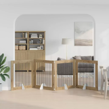  Összecsukható kutyakerítés állványokkal 4 pcs Kézműves Tölgy szállítóbox, fekhely kutyáknak