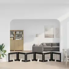  Összecsukható kutyakerítés állványokkal 6 pcs Fekete Tölgy szállítóbox, fekhely kutyáknak
