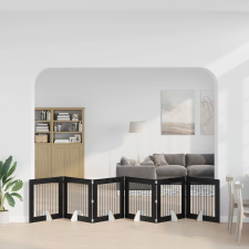  Összecsukható kutyakerítés állványokkal 6 pcs Fekete Tölgy szállítóbox, fekhely kutyáknak