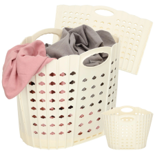  Összecsukható ruháskosár fogantyúkkal, krémszínű bútor