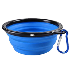  Összecsukható víz és etetőtál, Linomag®, Kutyáknak és macskáknak, szilikon, 650 ml, kék kutyatál