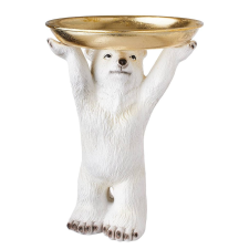 OSWALD dekor szobor, jegesmedve tálcával karácsonyi dekoráció