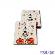 Őszi fatábla kocka 7cm - Hello Ősz-Coffee dekorációs kellék