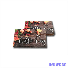Őszi fatábla téglalap 5x8cm - Hello ősz-Barna dekorációs kellék