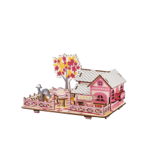 őszi ház fa 3D puzzle puzzle, kirakós