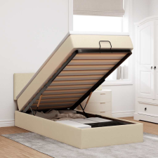  oszmán ágykeret matraccal krém 80x200cm szövet ágy és ágykellék