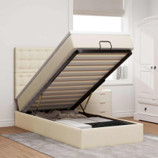  oszmán ágykeret matraccal krém 80x200cm szövet ágy és ágykellék